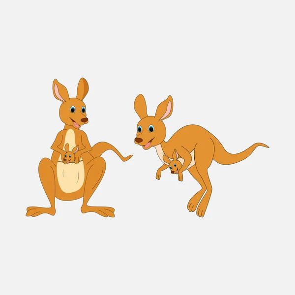 Schattig Kangoeroes Eenvoudige Vector Illustratie — Stockvector