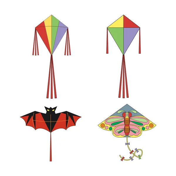 Set Kites Simple Vector Illustration — Stock Vector