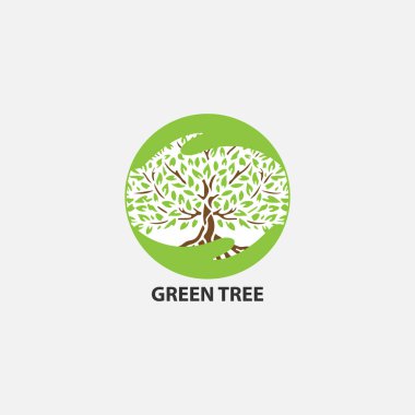 yeşil ağaç logosu, basit vektör illüstrasyonu   