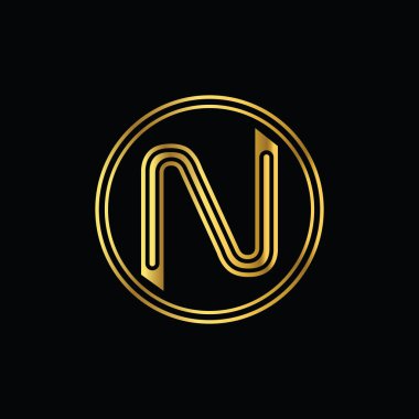 N altın logo, basit vektör illüstrasyonu   