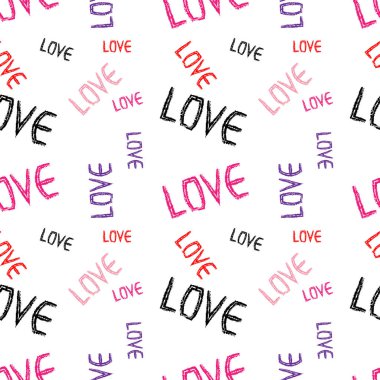 Sevgi kusursuz desen, basit vektör çizimi   