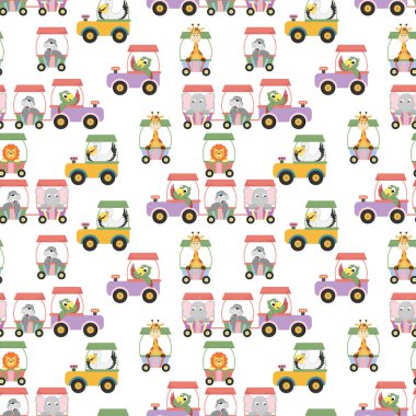 Sevimli hayvanlı trenler kusursuz desenler, kopyalama alanı