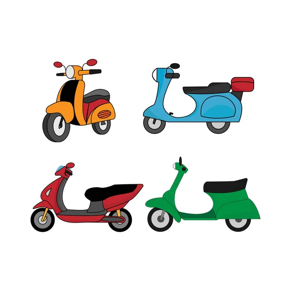 Juego Motocicletas Ilustración Simple Vector — Vector de stock