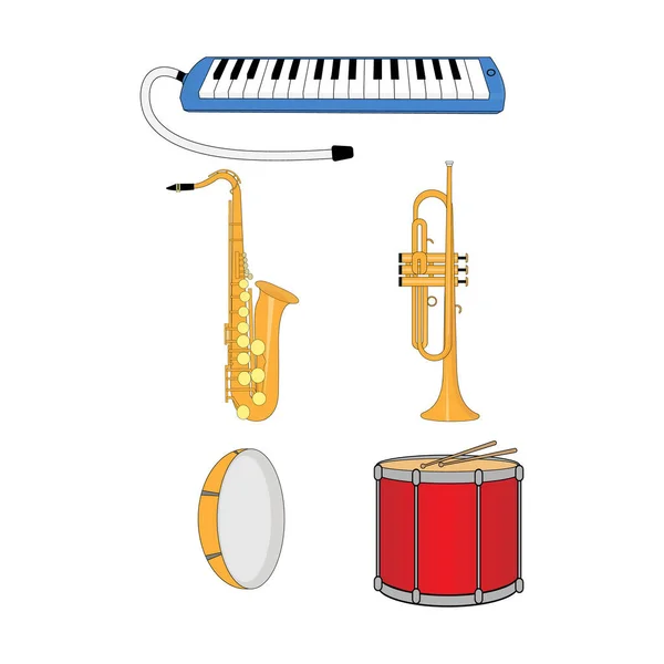 Musikinstrument Samling Enkel Vektor Illustration — Stock vektor