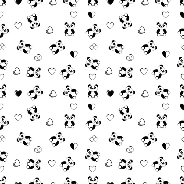 パンダのシームレスなパターン単純なベクトル図 — ストックベクタ