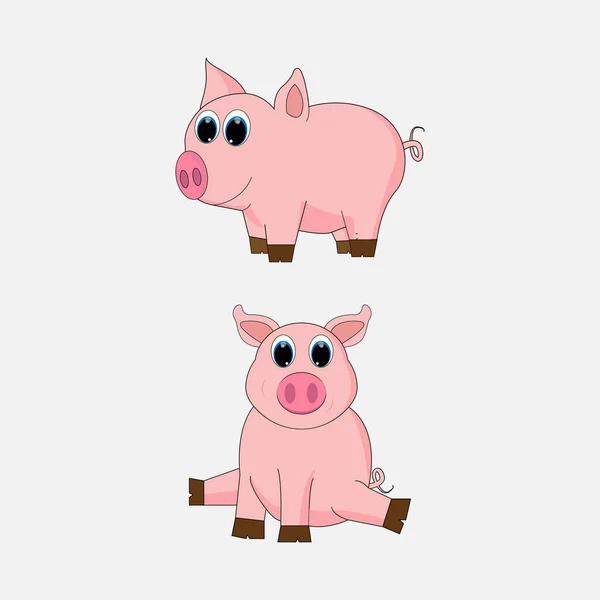 Niedliche Schweine Einfache Vektorillustration — Stockvektor