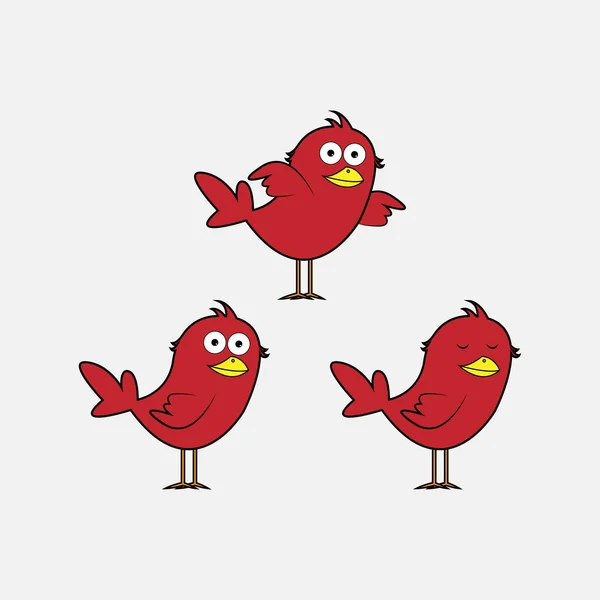Uccelli Rossi Semplice Illustrazione Vettoriale — Vettoriale Stock