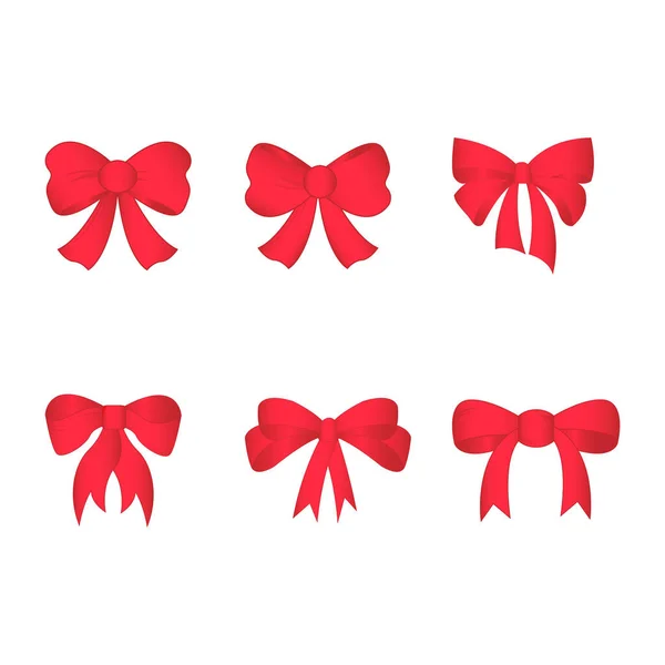 Red Bows Collection Simple Vector Illustration — Stock Vector