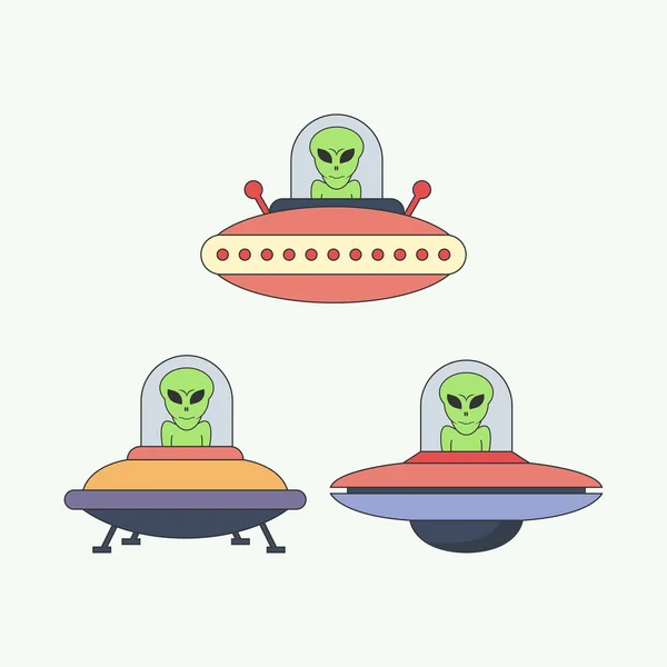 Ufo Aliens Simple Vector Illustration — Stock Vector