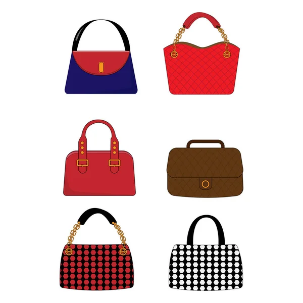 女性のバッグセットシンプルなベクトルイラスト — ストックベクタ