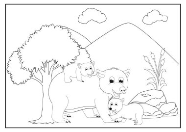 Ayılarla çocuk boyama kitabı tasarımları