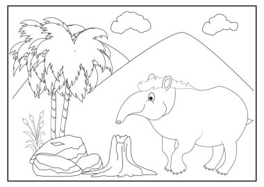 tapir ile çocuk boyama kitabı için tasarımlar