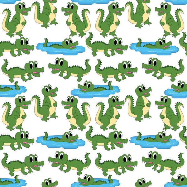 Дизайн Візерунків Милими Прикрасами Крокодила — стоковий вектор