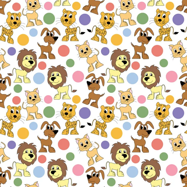 Cute Animal Seamless Pattern Copy Space — Stock Vector