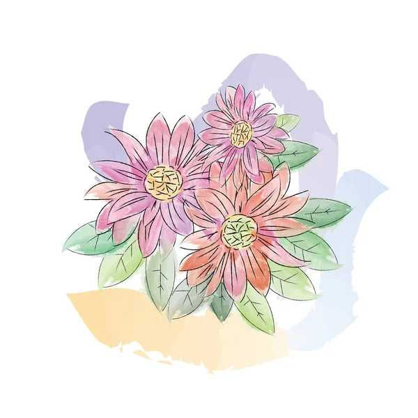 Дизайн Иллюстрация Цветочной Живописи Акварелью — стоковый вектор