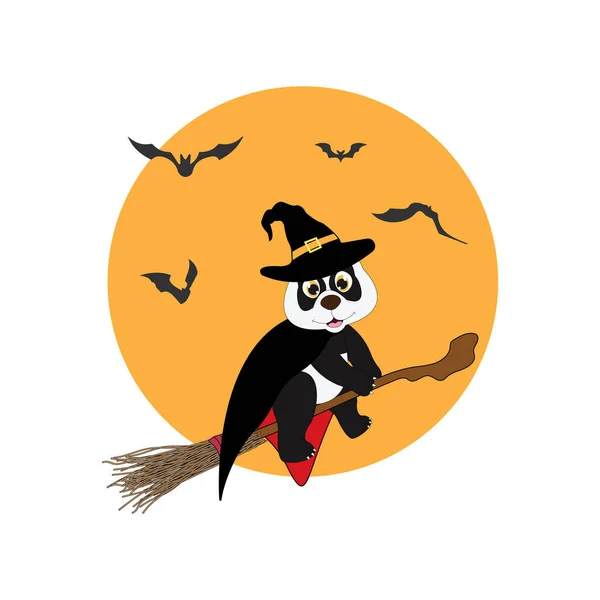 Ilustração Panda Bonito Com Trajes Halloween — Vetor de Stock