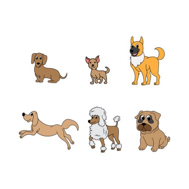 Çeşitli şirin köpeklerin resimli tasarımı