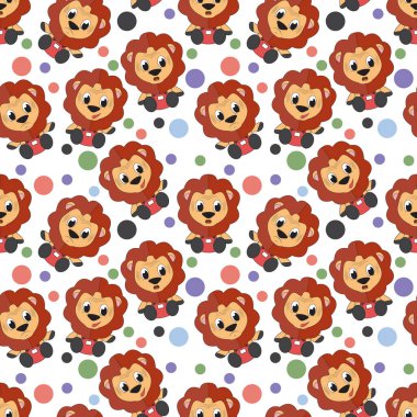 Sevimli aslan çizgi filmi kusursuz desen, boşluğu kopyala