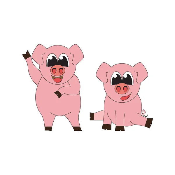 Niedliches Schwein Tier Cartoon Illustration Design — Stockvektor