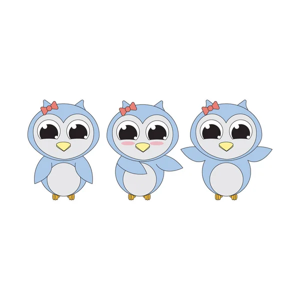 Cute Baby Owl Cartoon Illustration Design — Stock Vector
