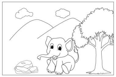 Çocuklar için şirin fil boyama çarşafları.