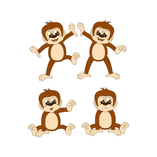 Χαριτωμένο Μαϊμού Κινουμένων Σχεδίων Απλό Διάνυσμα Εικονογράφηση Σχέδιο — Διανυσματικό Αρχείο
