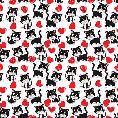 şirin siyah kedi kusursuz desen, boşluğu kopyala