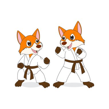 Fox karate yapıyor basit vektör çizimi tasarımı