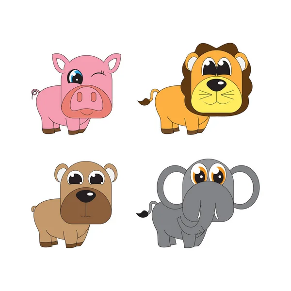 かわいい動物キャラクターシンプルなベクトルイラストデザイン — ストックベクタ