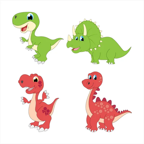 Lindo Dinosaurio Vector Simple Ilustración — Vector de stock