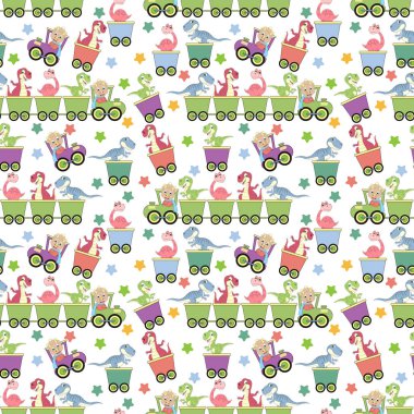 Trendeki sevimli dinozor kusursuz desen, boşluğu kopyala