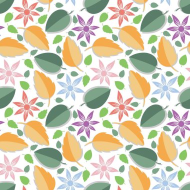 Renkli yaprak süsü ile desen tasarımı, kopyalama alanı