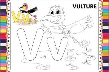 Çocuklar için renkli akbaba, basit vektör illüstrasyonu