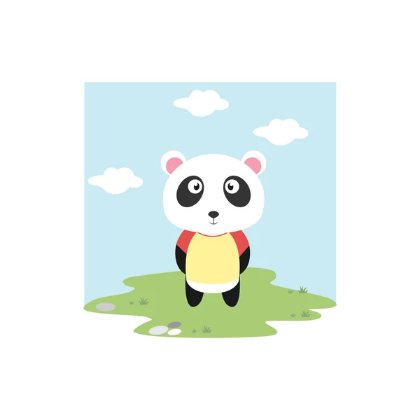 Cute Panda Animal Cartoon Simple Vector Illustration Design — Stock Vector