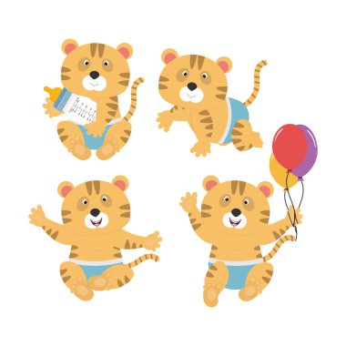 şirin bebek kaplan, basit vektör çizimi tasarımı