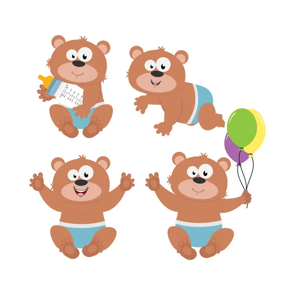 Cute Baby Bear Simple Vector Illustration Design — Stock Vector