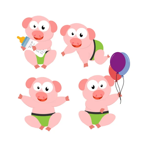 Niedliches Babyschwein Einfaches Vektor Illustrationsdesign — Stockvektor