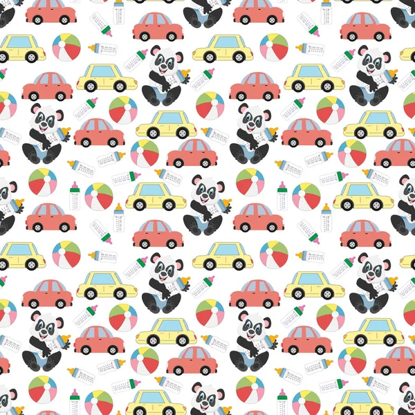 Diseño Patrón Sin Costuras Con Lindo Bebé Panda Espacio Copia — Vector de stock
