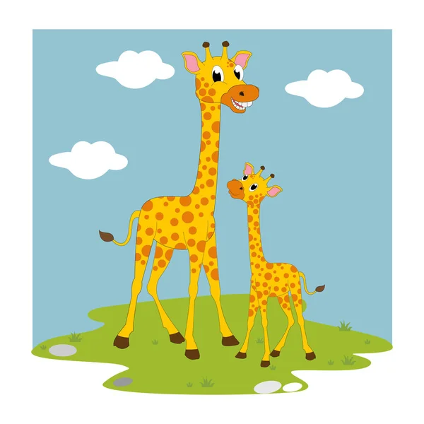 Schattig Giraffe Dier Cartoon Eenvoudige Vector Illustratie Ontwerp — Stockvector