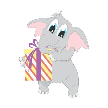 Yetenekli şirin fil çizgi filmi, basit vektör çizimi