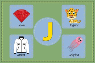 Sözcük Baş harfleri J Resimli, Basit vektör Resimleri