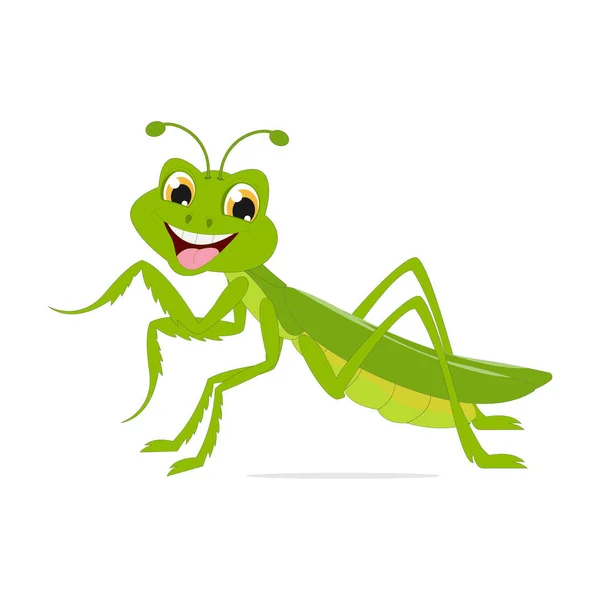 Söt Grasshopper Animal Cartoon Enkel Vektor Illustration Design — Stock vektor