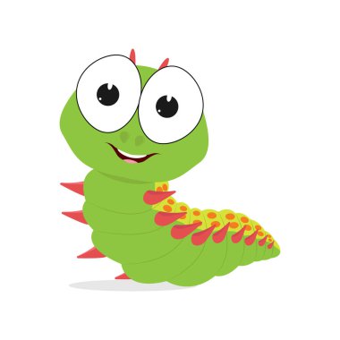 şirin tırtıl hayvan karikatürü, basit vektör çizimi