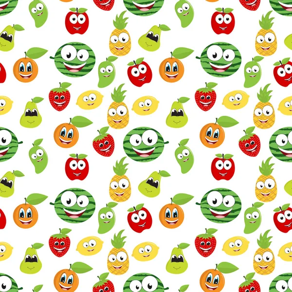 Pattern Design Cute Fruit Cartoon — Stock Vector