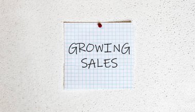 Beyaz arkaplan üzerine beyaz kağıt metin büyüyen satışlar