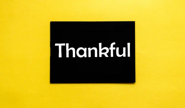 Black Pancel Write Text Thankfulon Yellow — Stock Photo, Image