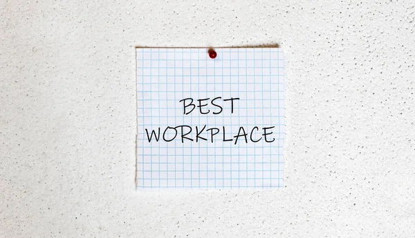 Wit Papier Witte Achtergrond Met Tekst Best Workplace — Stockfoto