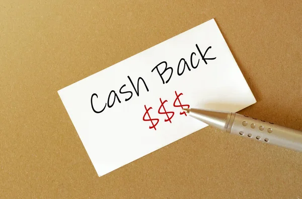 Pen White Paper Text Cash Back Brown Background — Stock Photo, Image