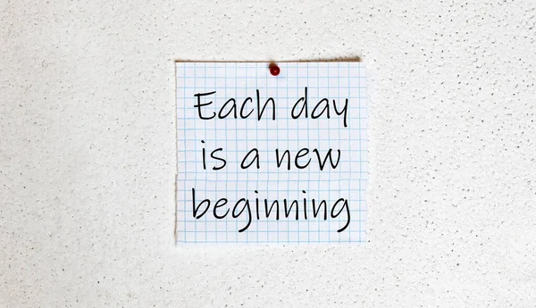 White Paper White Background Text Each Day New Beginning — Stock Photo, Image