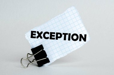 beyaz arkaplan üzerine beyaz kağıt metin EXEPTION